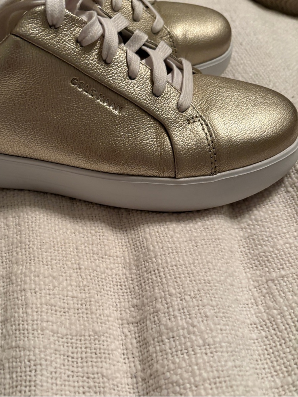 Cole Haan Women’s Metallic Gold Leather Lace-Up Sneakers